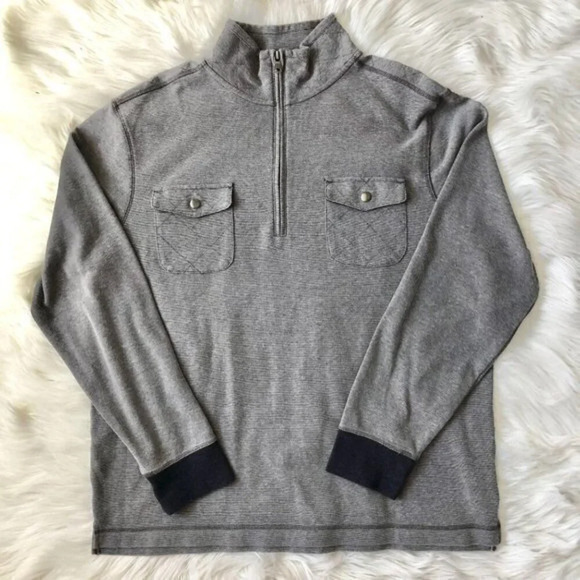 Banana Republic Gray Pocket Quarter Zip Sweater XL - Picture 1 of 7